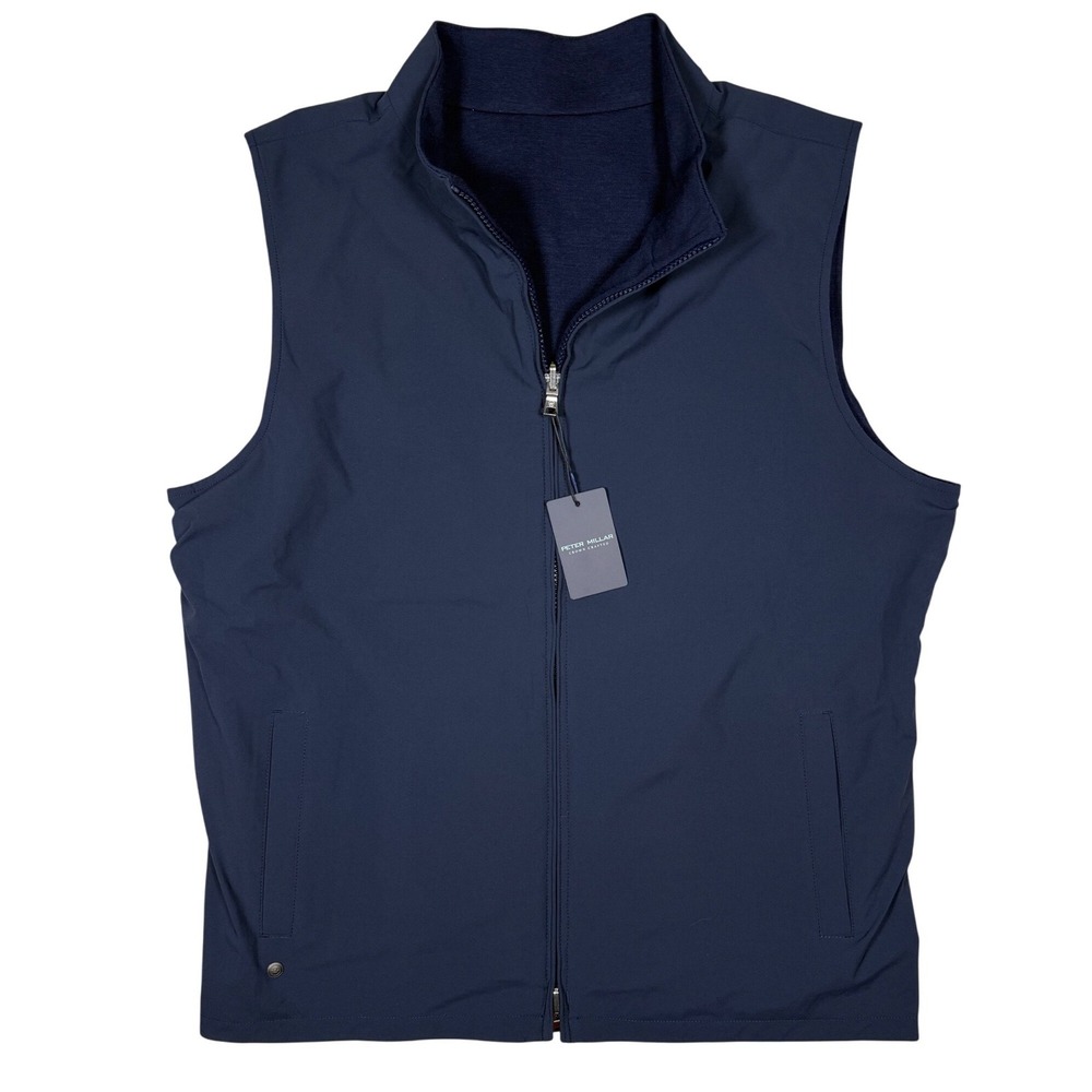 NWT PETER MILLAR Ryder Reversible Vest, Golf Vest, Performance, Navy, Size Large
